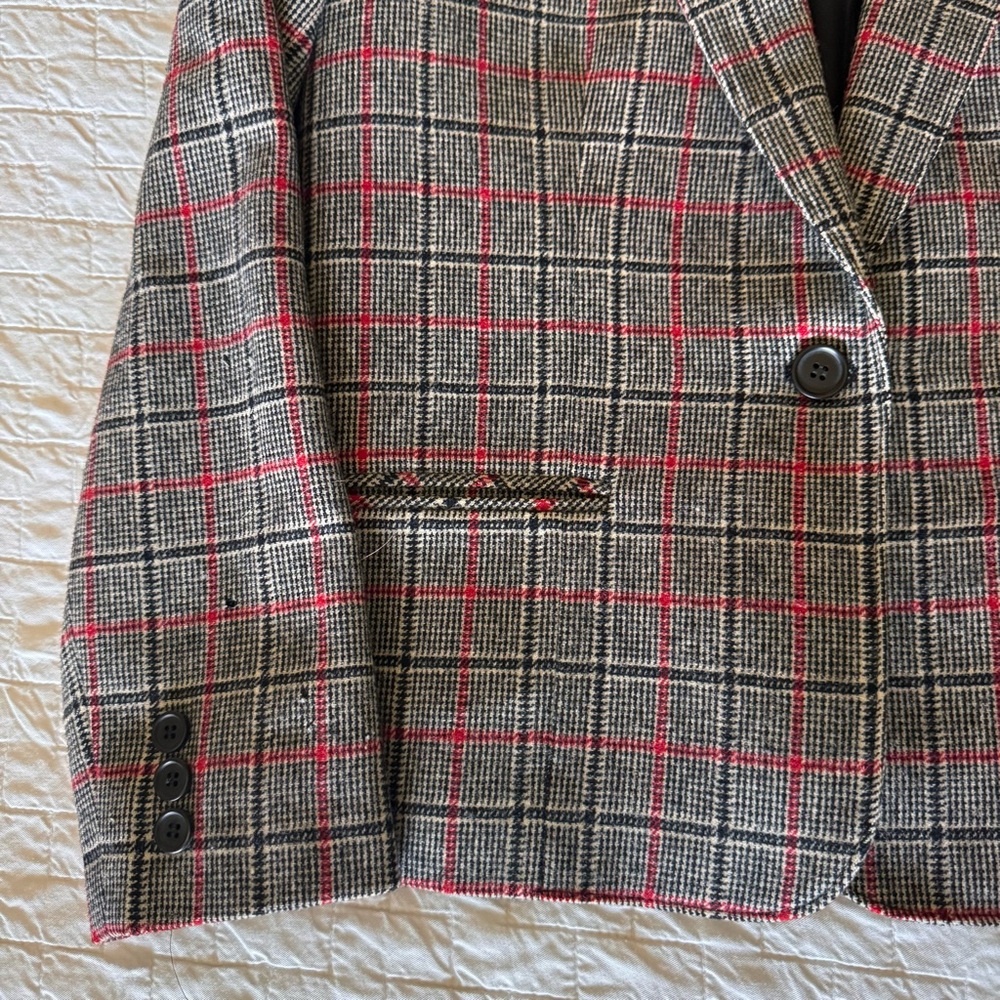 Pendleton Wool Plaid Vintage Blazer with Red Accents Womens 10 - Picture 7 of 9